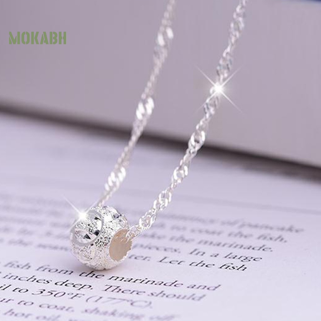 [Mok Abh] Vòng cổ Dạng Gợn Sóng Nước Bằng Thép Không Gỉ Màu Bạc Lấp Lánh Thời Trang Du Lịch Cho Nữ