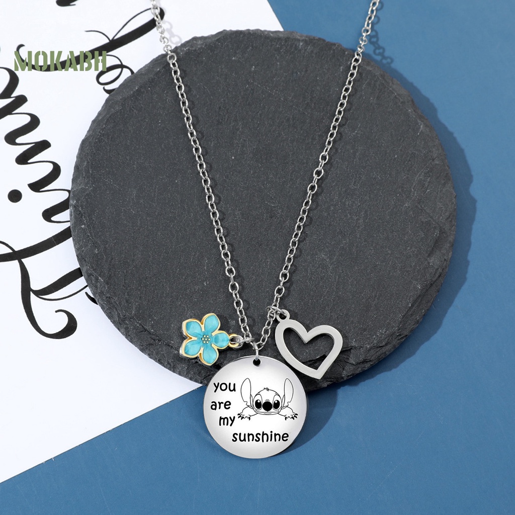 Vòng Cổ Bằng Thép Titan Mặt Hình Trái Tim Và Hoa Cá Tính