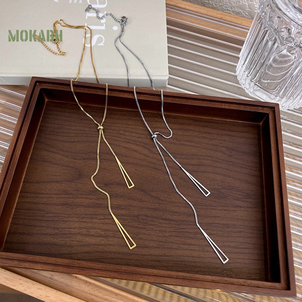 [Mok Abh] Vòng cổ Mặt Hình Tam Giác Rỗng Không Gây Dị Ứng Dễ Điều Chỉnh Trang Trí Quyến Rũ Dành Cho Nữ