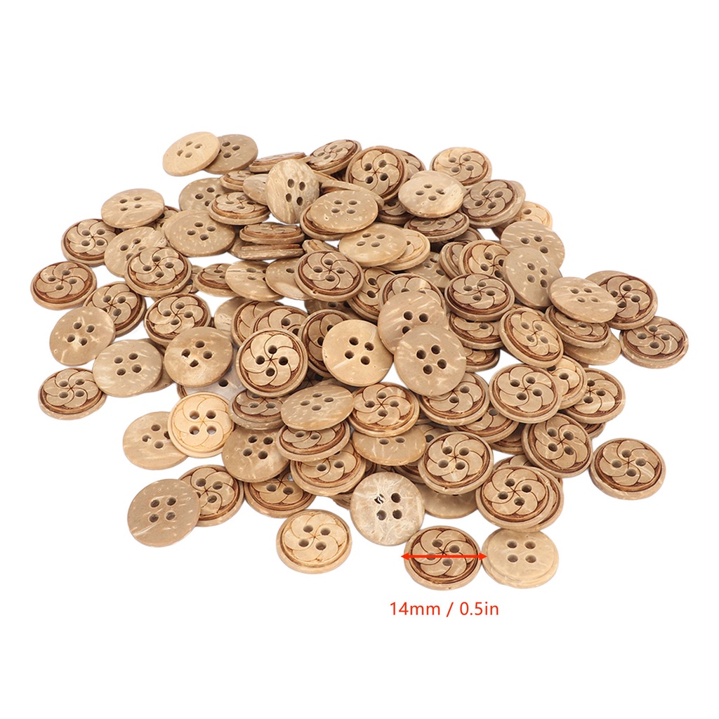 Bộ 150 Nút Gỗ Tròn 0.5 Inch 4 Lỗ Nhiều Kiểu Dáng Làm Đồ Thủ Công DIY