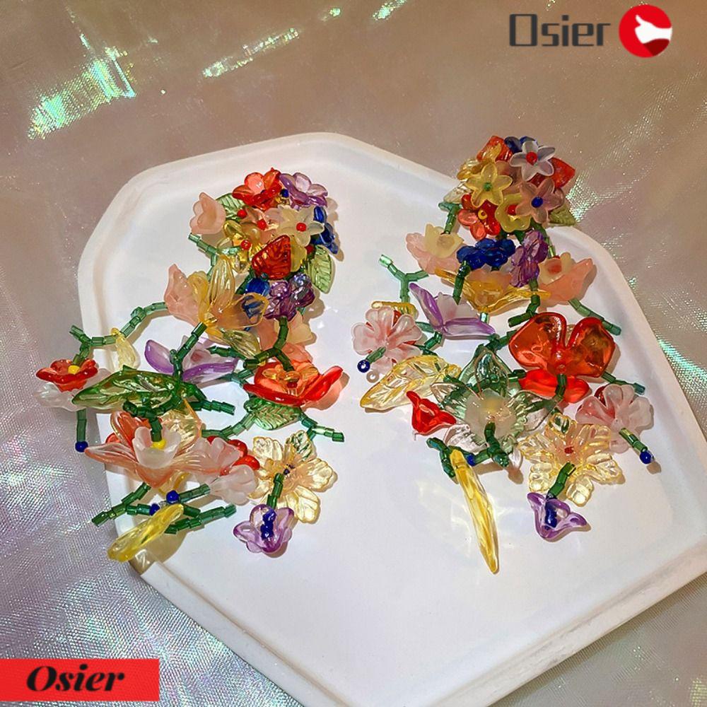 OSIER1 Khuyên Tai Chuỗi Đính Hạt Tua Rua Phong Cách Bohemian