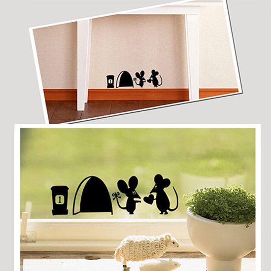 Miếng Dán Tường Trang Trí Hình Cặp Đôi Chuột Và Trái Tim Dễ Thương