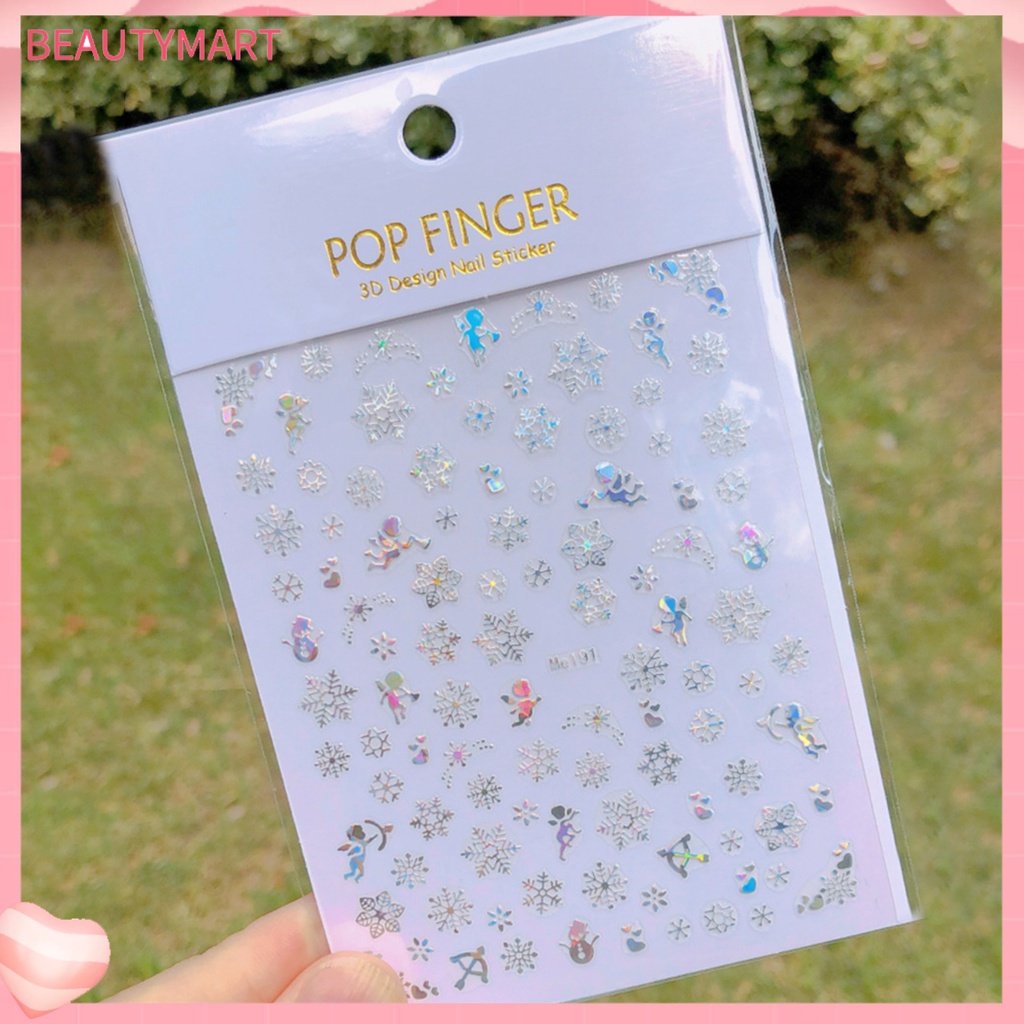 1 Tờ Miếng Dán Móng Tay 3D Chủ Đề Giáng Sinh Tự Dính Mạnh Chống Phai Màu