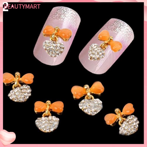 Bộ 10 HạT ĐíNh Trang Trí MóNg HìNh Nơ / TráI Tim