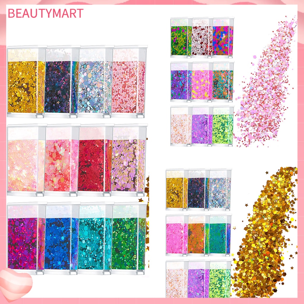 Set 9 / 12 / 12 Hộp Kim Tuyến Nhiều Màu Sắc Bắt Sáng Trang Điểm Mắt 3D