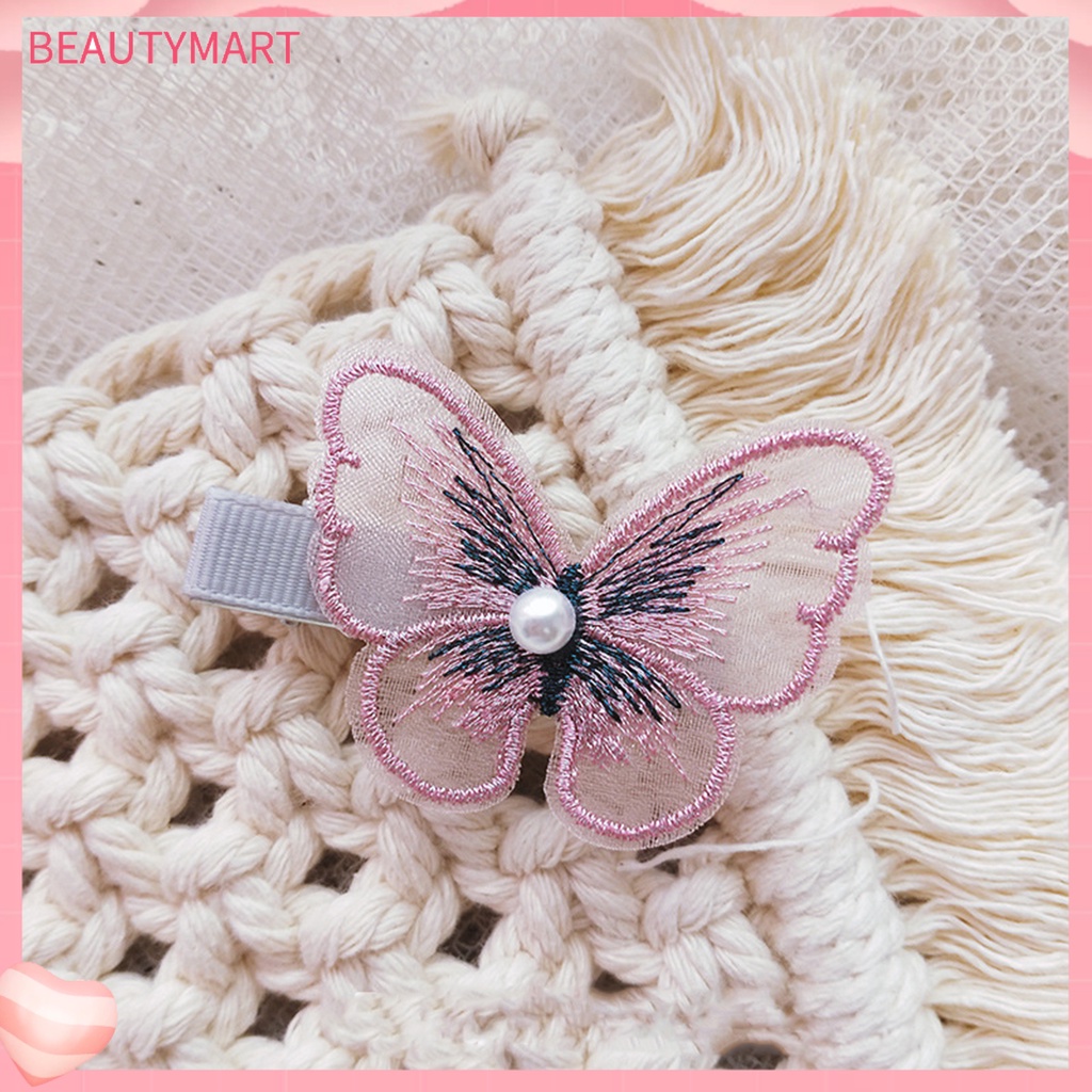 Kẹp Tóc Mái Bướm Đính Ngọc Trai Giả Thêu Họa Tiết Cho Nữ