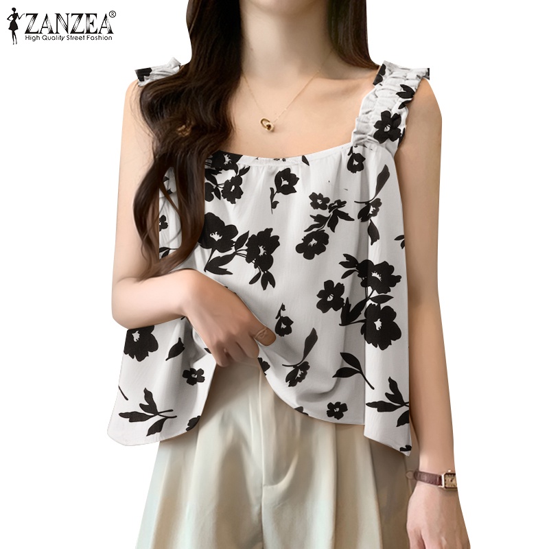 Zanzea Áo Nữ Không Tay Cổ Vuông Phong Cách Hàn Quốc Thời Trang