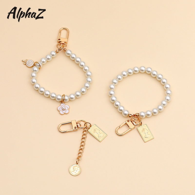 Alphaz Móc Khóa Hợp Kim Đính Ngọc Trai Đơn Giản Phong Cách Retro