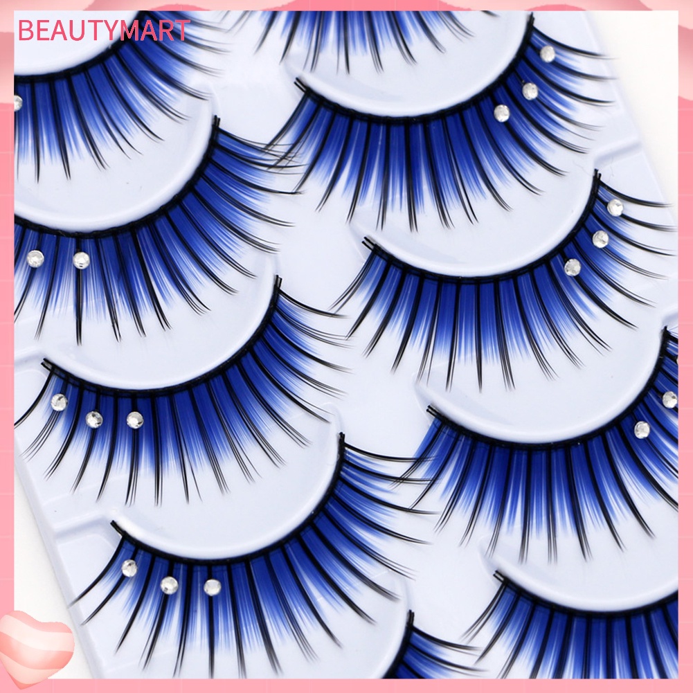 Bộ 5 Cặp Lông Mi Giả Đính Đá Lấp Lánh Trang Điểm Dự Tiệc