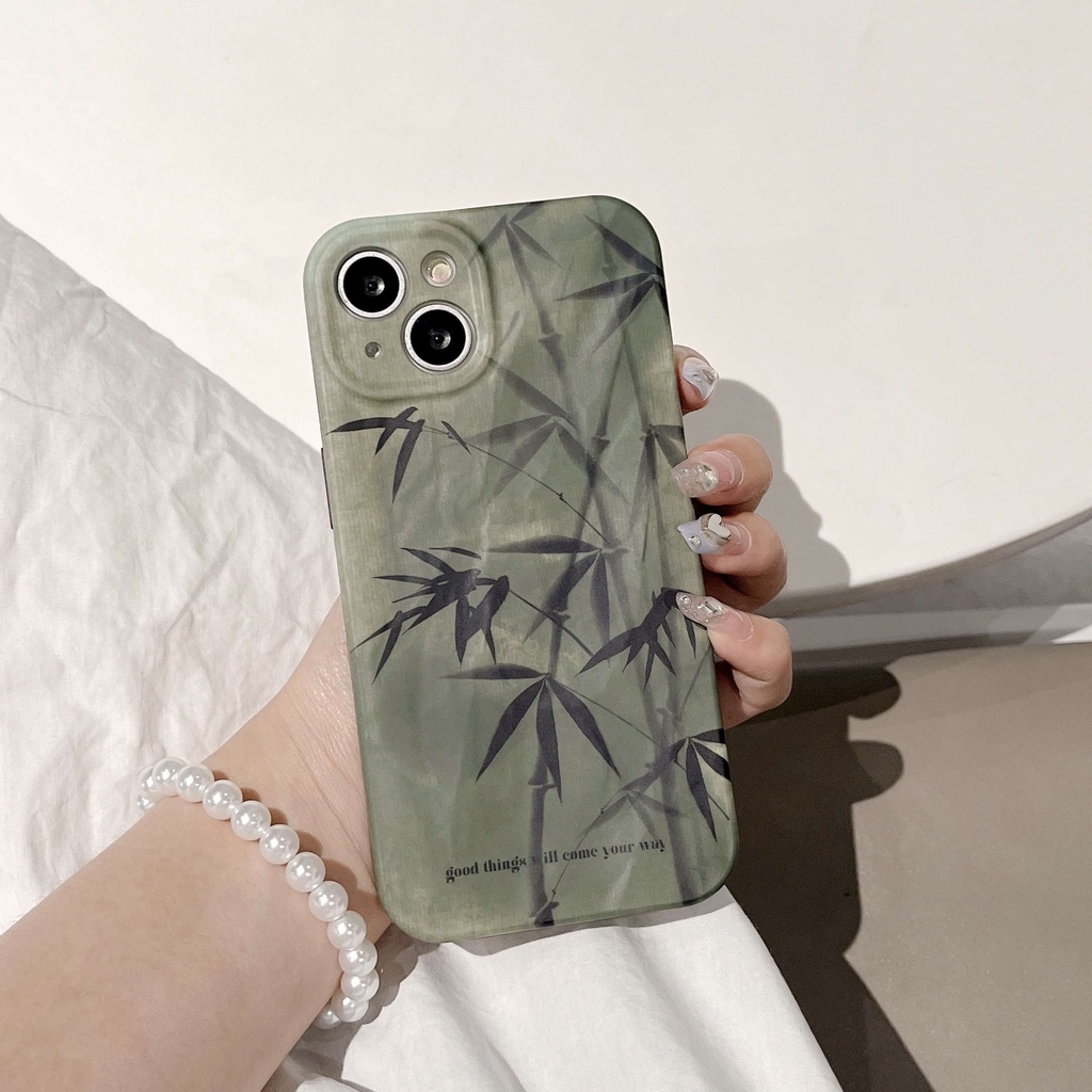 Ốp Điện Thoại TPU Chống Sốc In Họa Tiết Cây Tre Cho IPhone 14 13 12 11 Pro Max