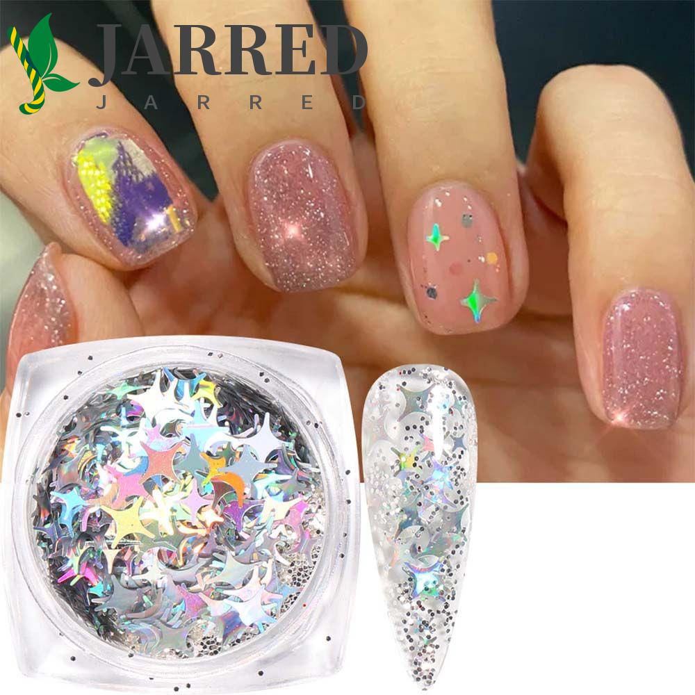 JARRED Hạt Kim Sa Hình Ngôi Sao / Trái Tim Trang Trí Móng Tay Thời Trang DIY