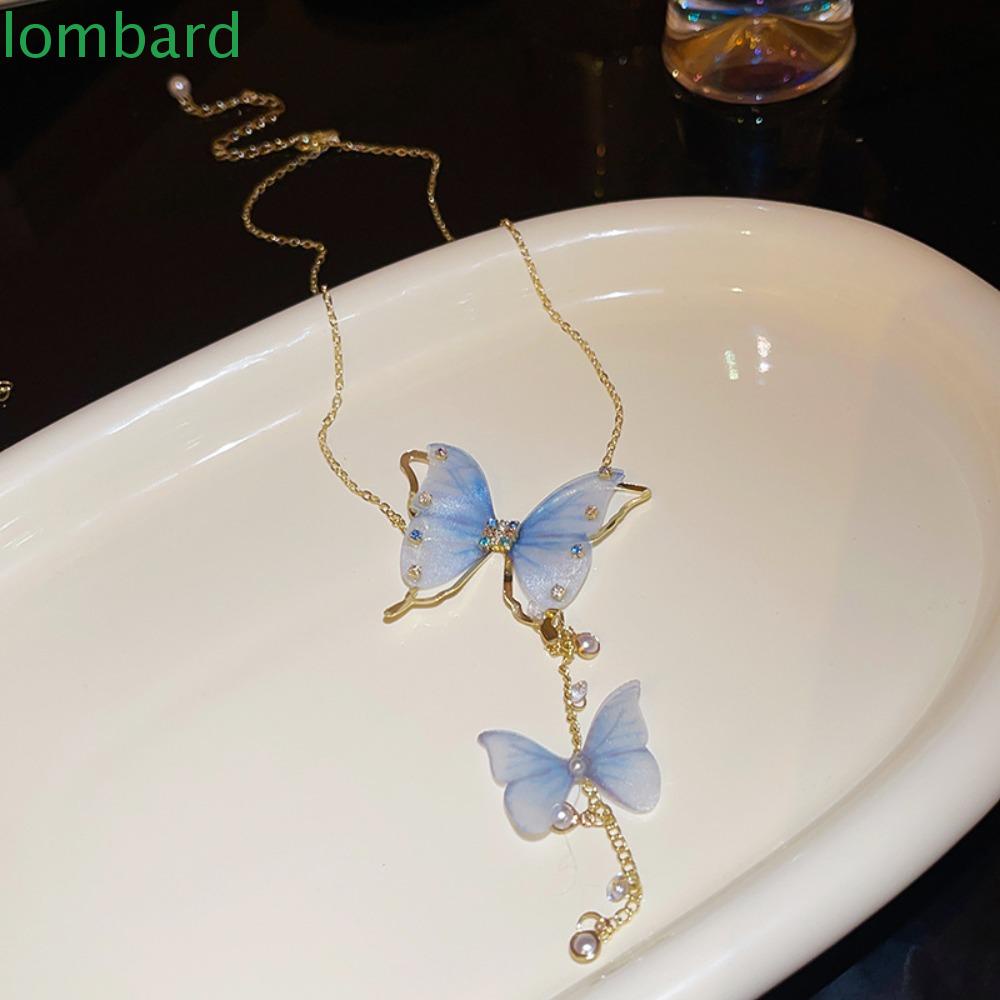 Vòng Cổ Tua Rua Hình Bướm Bằng Vải Tuyn Đính Đá Thời Trang Cho Nữ