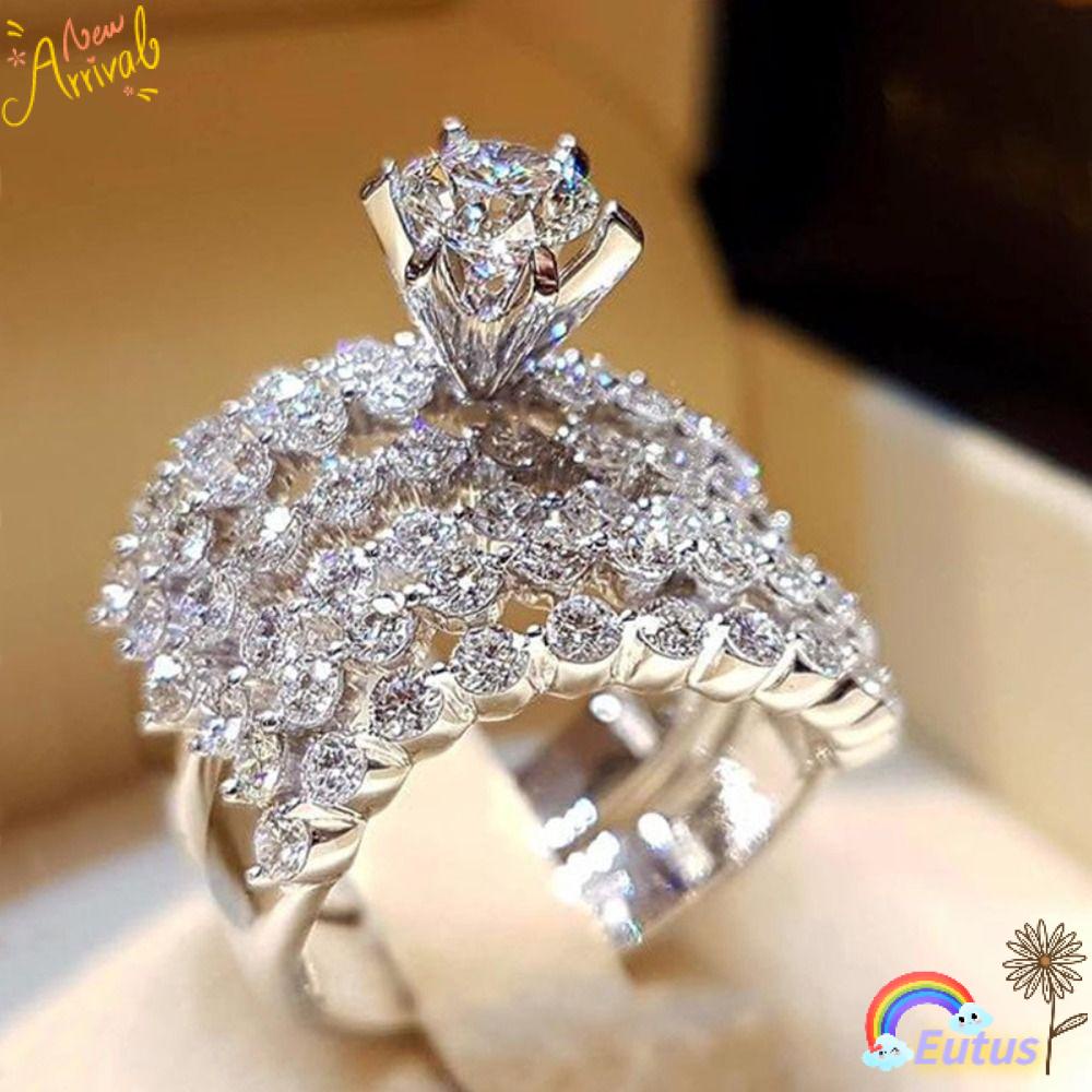 EUCA Bộ Nhẫn Đính Đá Thời Trang Dành Cho Nữ