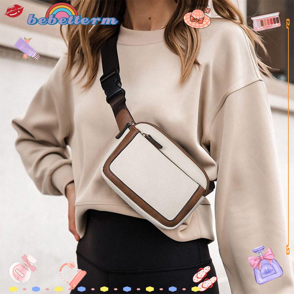 Túi Đeo Hông Bằng Da PU Mini Có Dây Điều Chỉnh Được Kèm Túi Ẩn Dành Cho Nữ