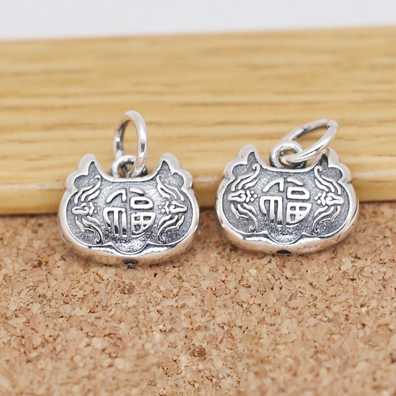 GIÁ SỈ  [BẠC] Charm bạc 3D khánh treo chữ Phúc - PH766 [Hàng loại 1 - SIÊU ĐẸP]
