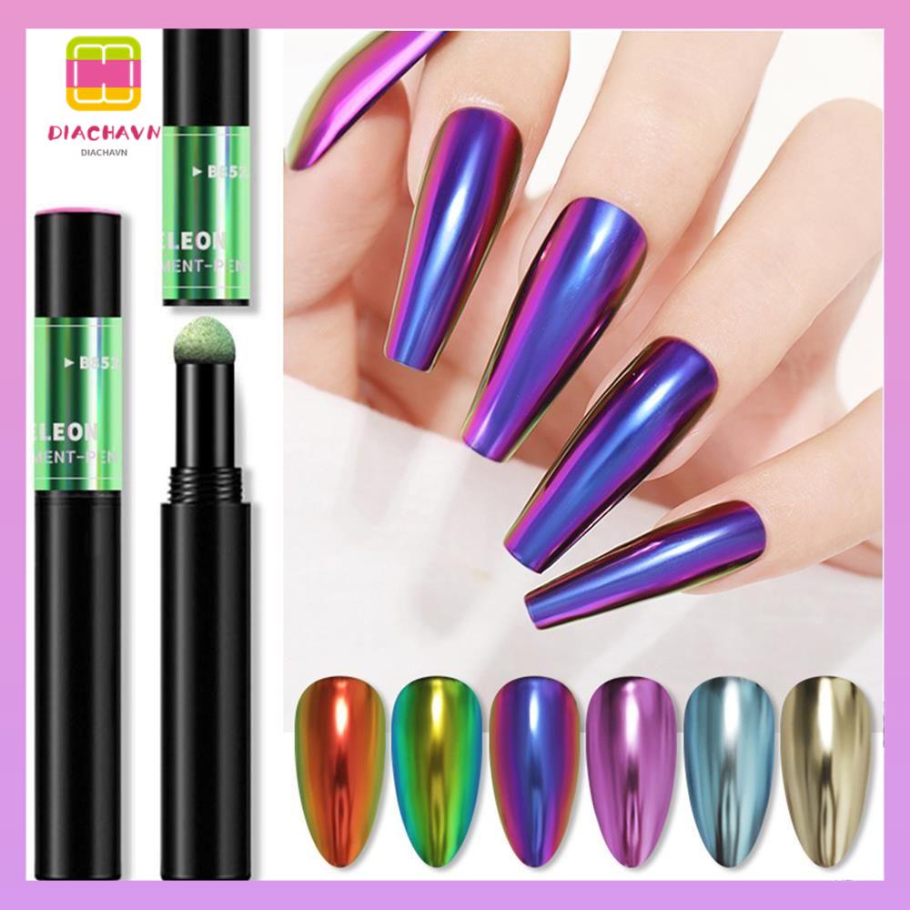 DIACHAVN Bút Trang Trí Móng Tay Nghệ Thuật Màu Chrome Lấp Lánh
