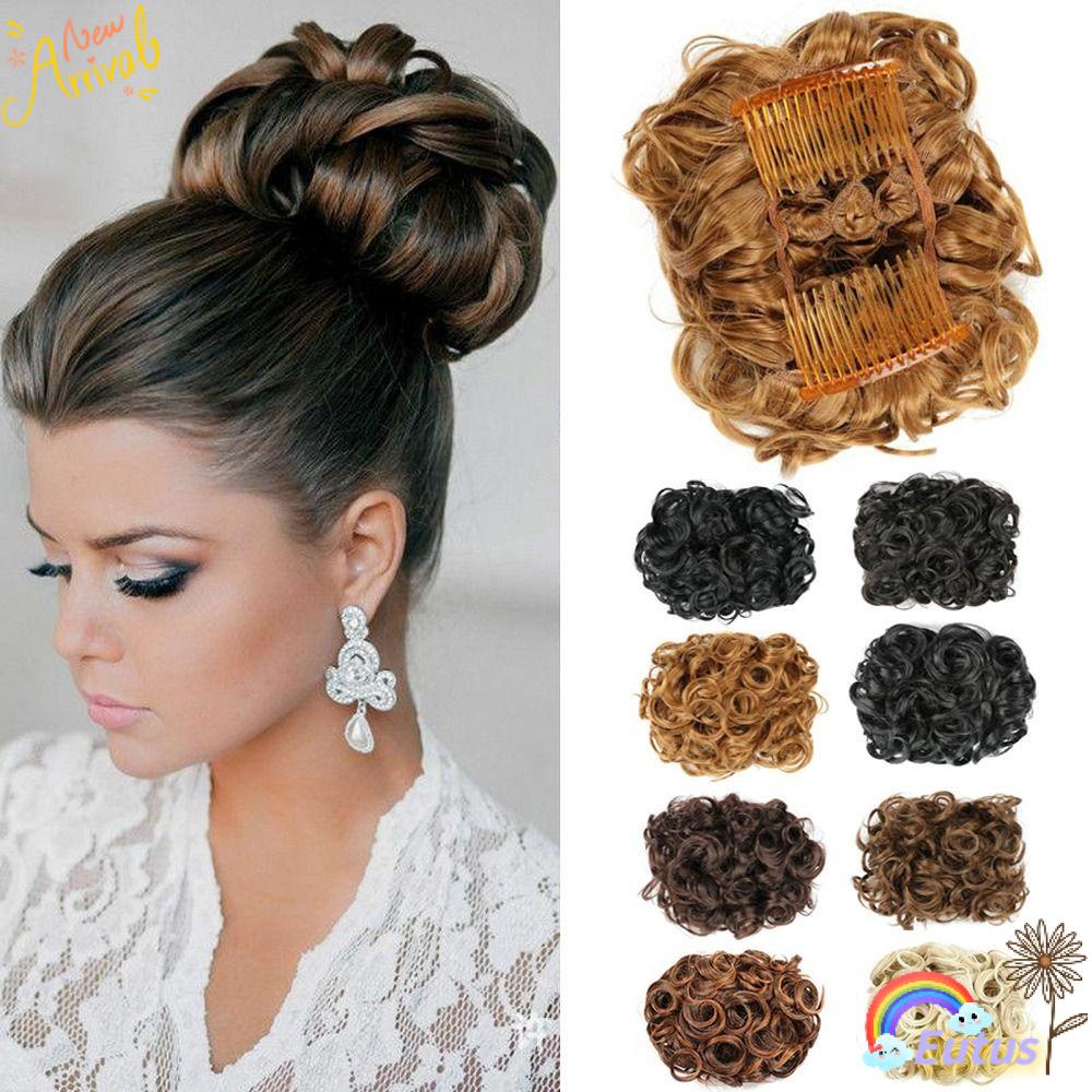 EUCA Búi Tóc Giả Xoăn Bằng Sợi Tổng Hợp Thời Trang