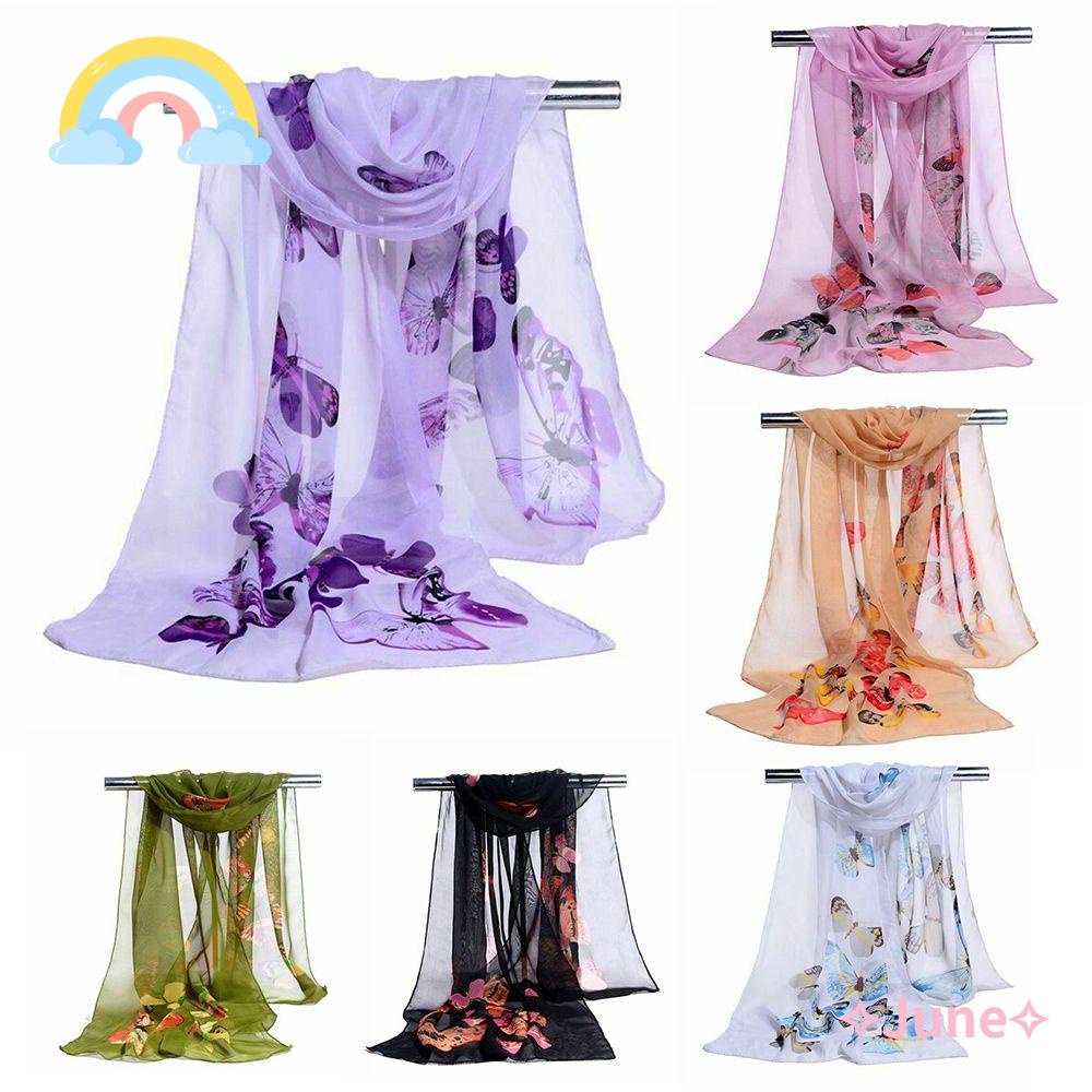 JUNE Khăn ChoàNg VảI Chiffon MềM MạI In Hoa Cho Nữ