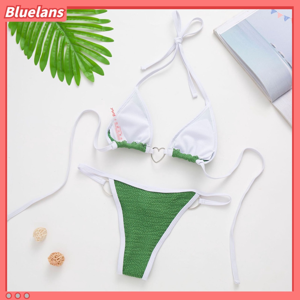 Bộ Bikini Hai Mảnh Khóa Kim Loại Hình Tam Giác Nhiều Màu Sắc