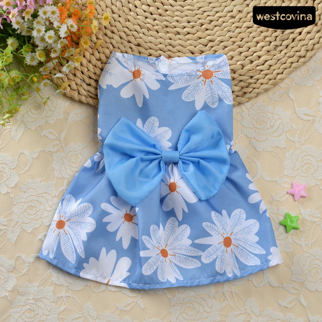 [COD]♞Đầm Không Tay Mềm Mại In Họa Tiết Hoa Dành Cho Cún Cưng