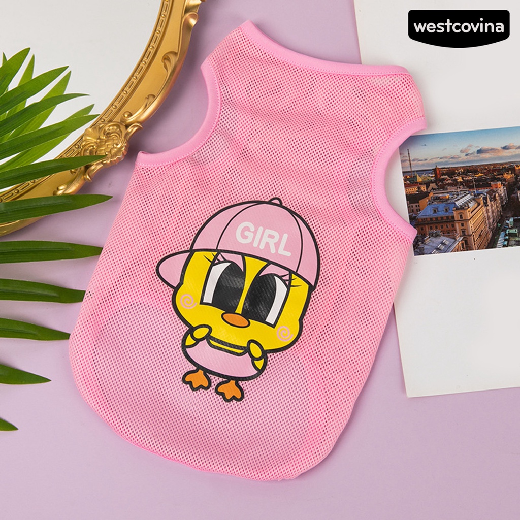 [COD]♞Áo Khoác Bằng Polyester Siêu Mỏng Không Tay Chống Nắng In Họa Tiết Hoạt Hình Cho Thú Cưng