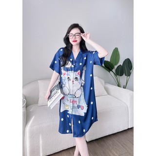 (Chubby Bigsize) Đầm Ngủ Lụa In 3D Bigsize 50-90kg
