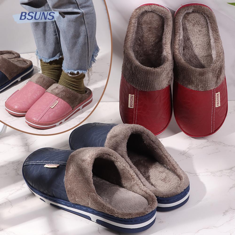 BSUNS Dép Đi Trong Nhà Đế Bằng Phối Lông Nhung Chất Liệu Da PU