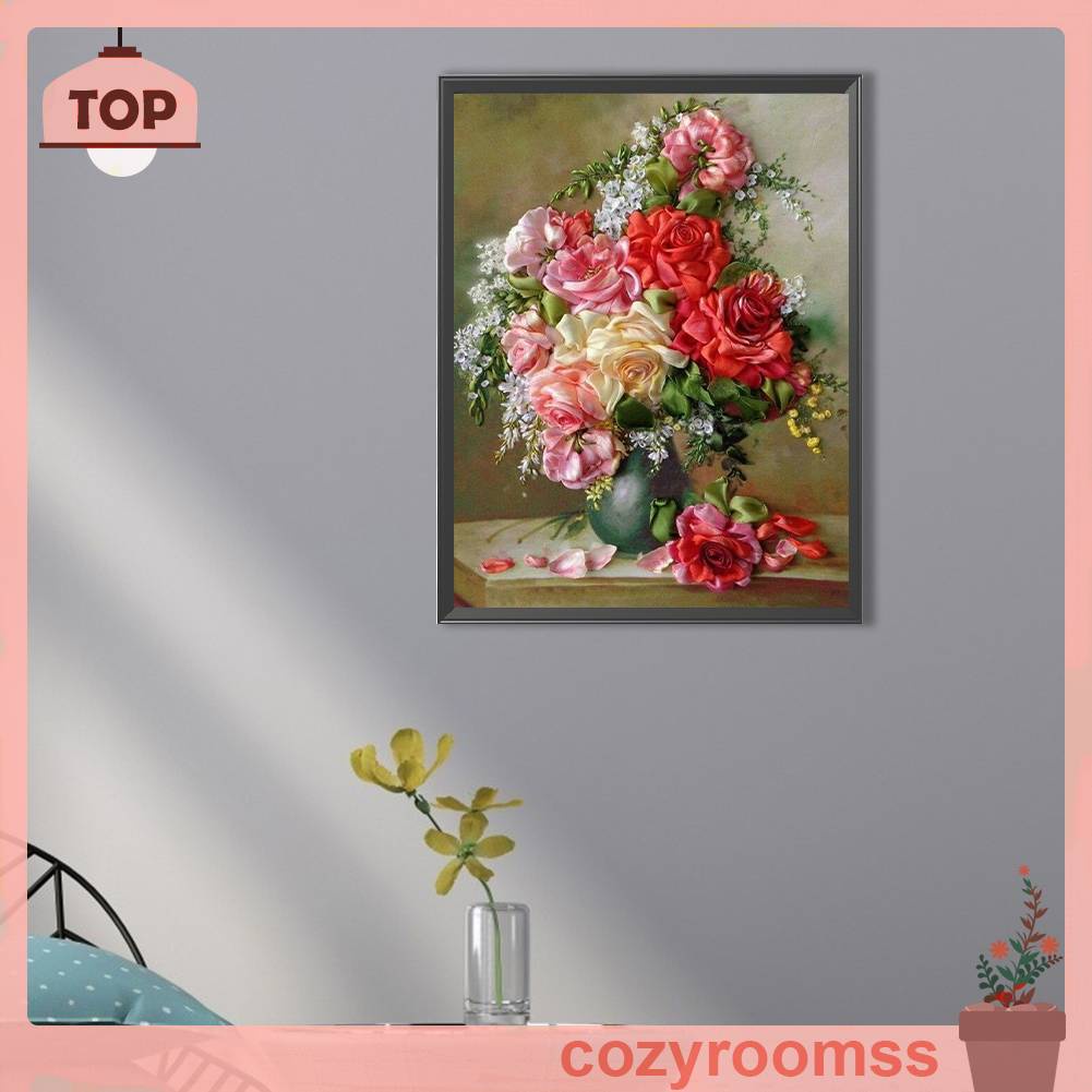 Tranh Đính Đá Kim Cương Toàn Bộ 5D DIY Hình Vẽ Hoa Trang Trí Nhà Cửa