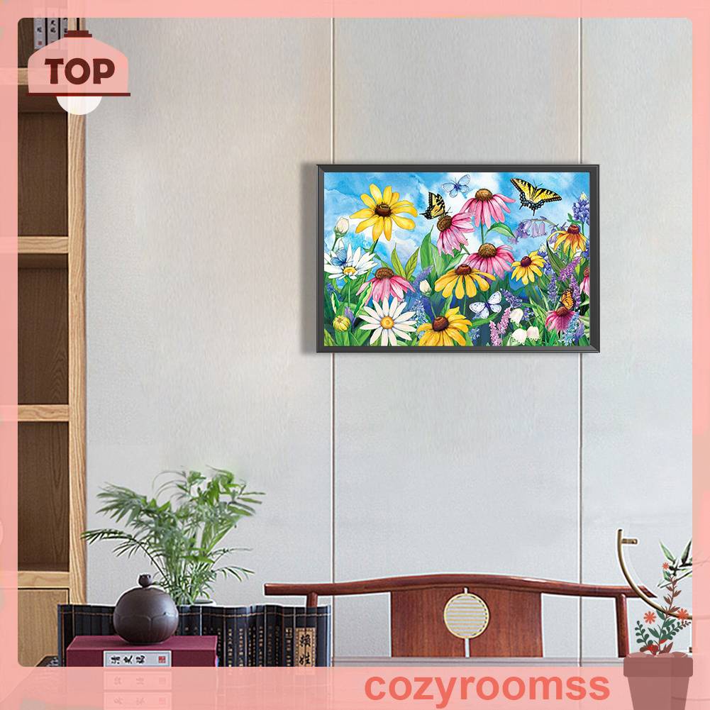 Tranh Đính Đá Kim Cương Toàn Bộ 5D DIY Hình Vẽ Hoa Bướm