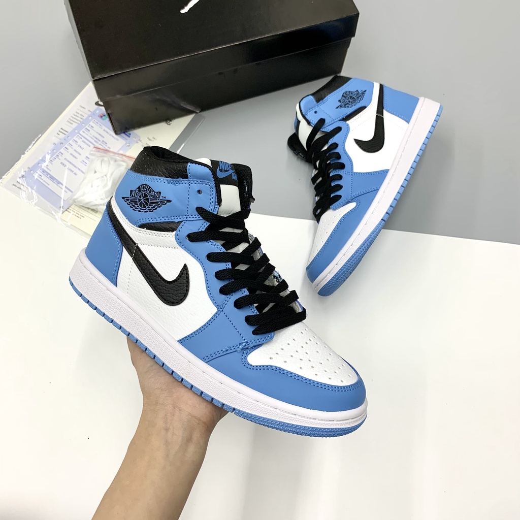 Giày Thể Thao Jordan Xanh Dương Cổ Cao Cao Cấp, Giày Sneaker JD1 Xanh Dương Cổ Cao Thời Trang Nam Nữ Full Box
