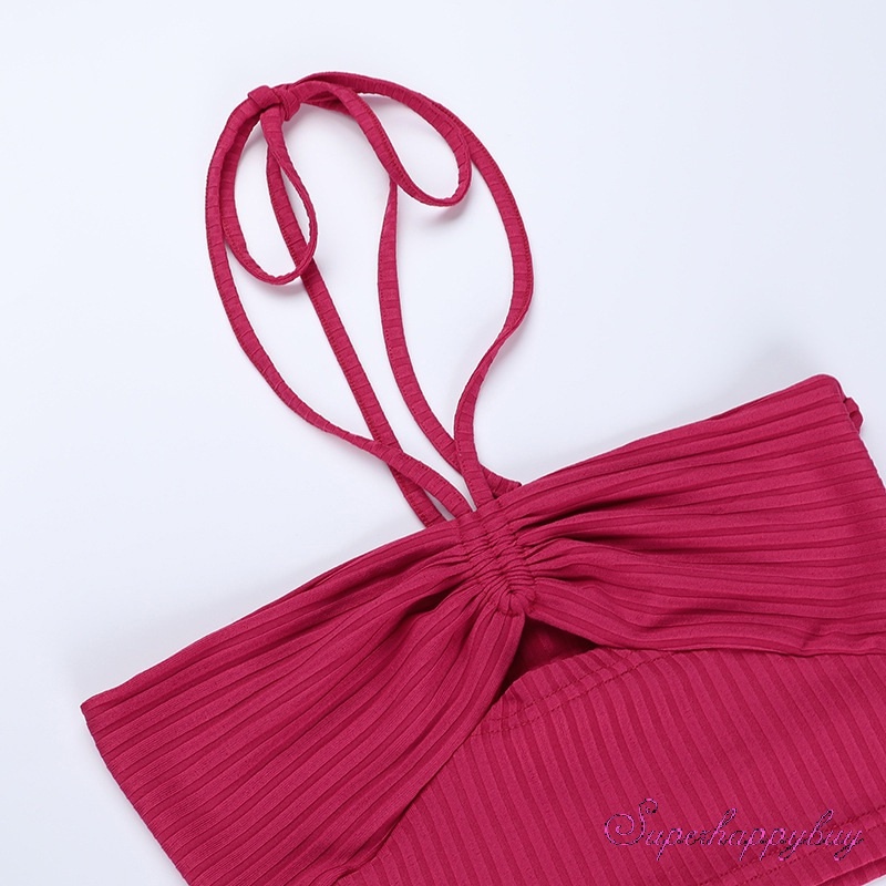 Áo Dệt Kim Hai Dây Màu Sắc Trơn Thời Trang Cho Nữ