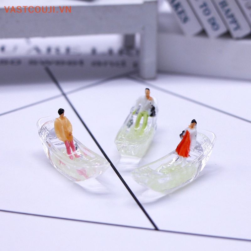 Bộ 2 Mô Hình Thuyền Villa Mini Phát Quang Dùng Trang Trí