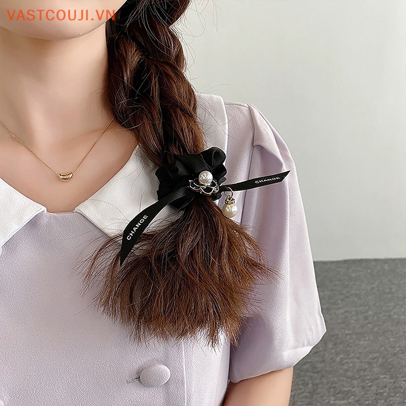 Dây Cột Tóc Ruy Băng Bản Lớn In Họa Tiết Hoa Trà VASTJI Thời Trang Mùa Hè Cho Nữ