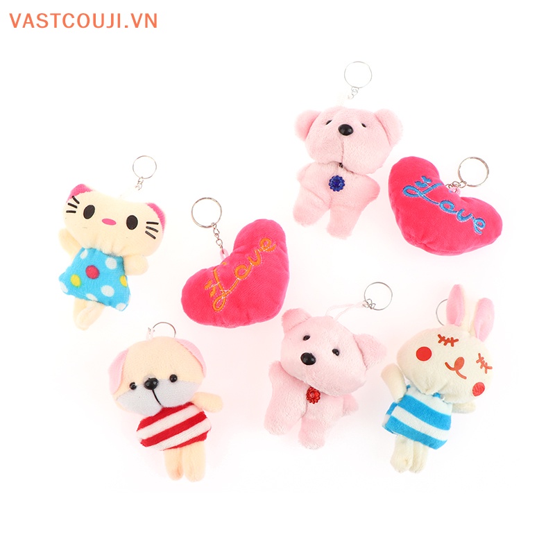 Set 2 Móc Khóa Búp Bê Nhồi Bông 6-10cm Dễ Thương