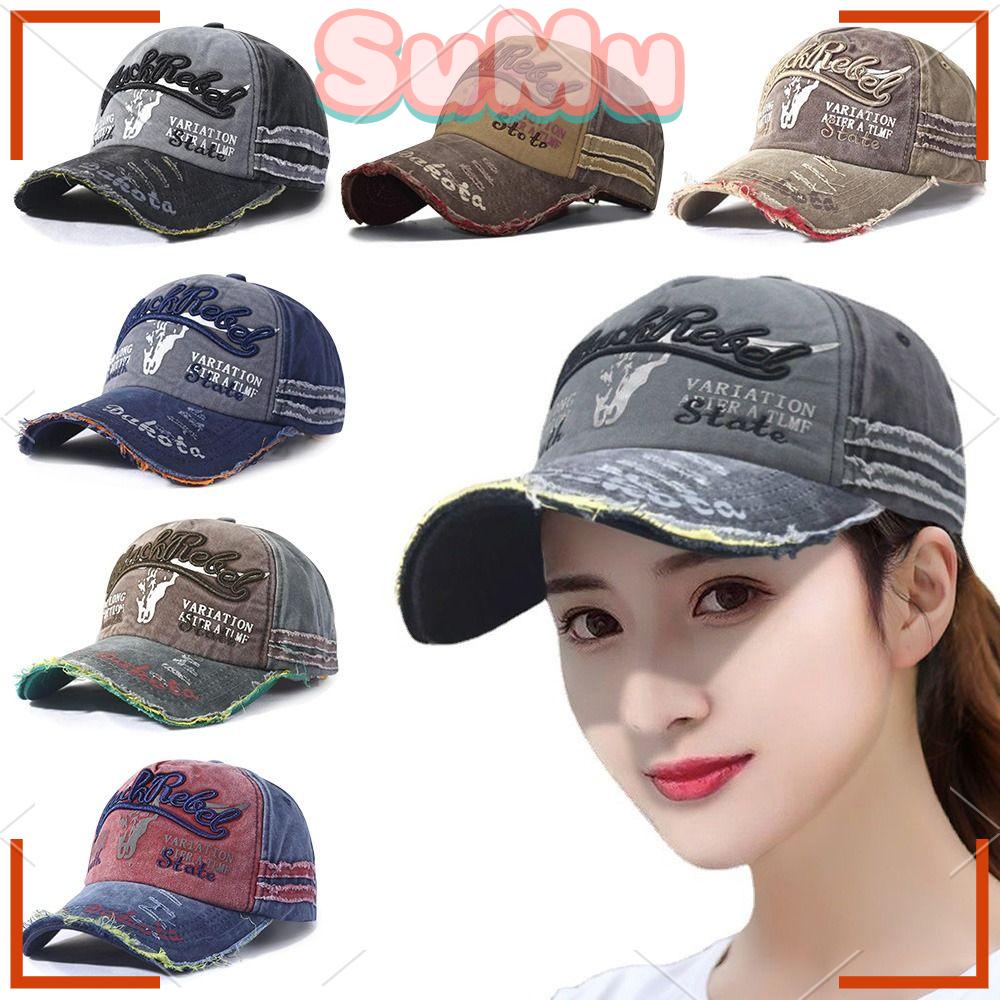 SUMU Mũ Lưỡi Trai DENIM Thêu Hoa