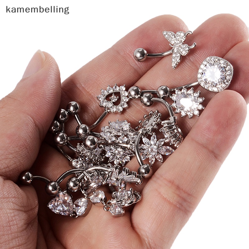 Khuyên RốN HìNh Hoa BướM ĐíNh Đá BằNg ThéP Không Gỉ