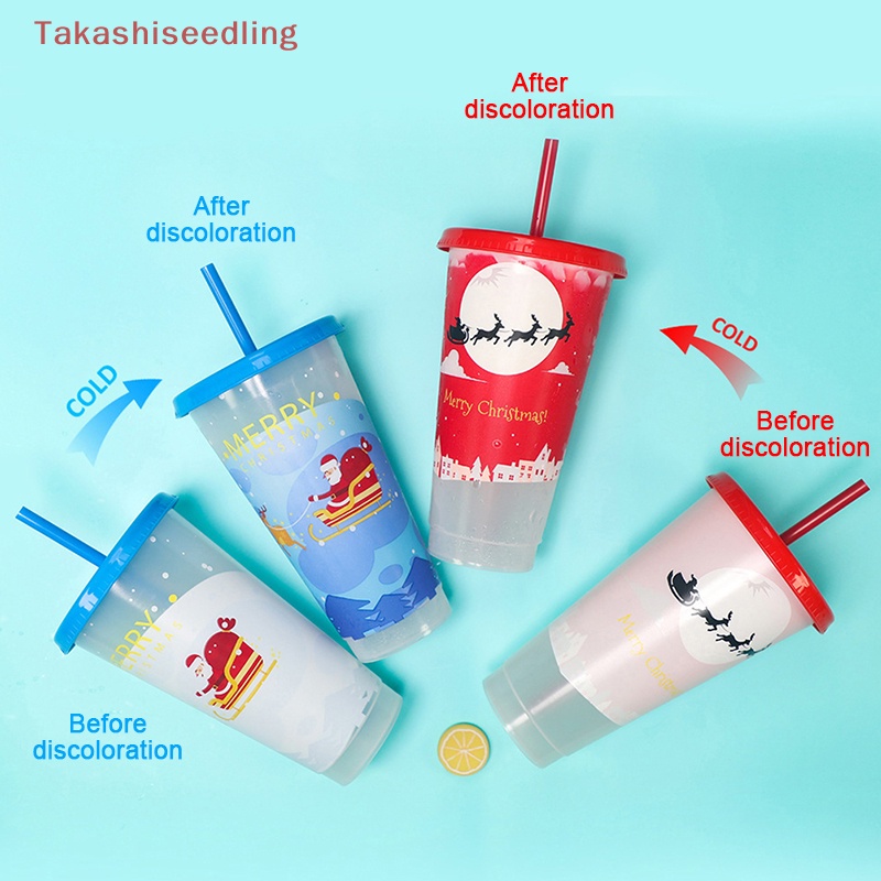 (Takashiseedling) Cốc Uống Nước Lạnh Bằng Nhựa Thay Đổi Màu Sắc Sáng Tạo An Toàn Có Thể Tái Sử Dụng