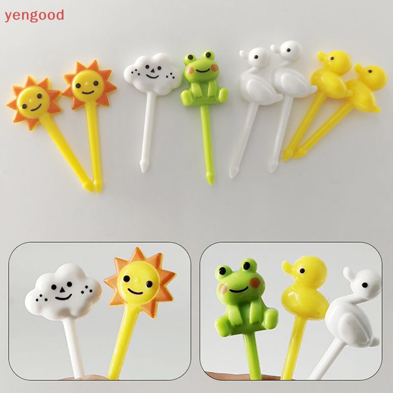 Set 8 Nĩa Ăn Trái Cây Bằng Nhựa Hình Động Vật Hoạt Hình Dễ Thương