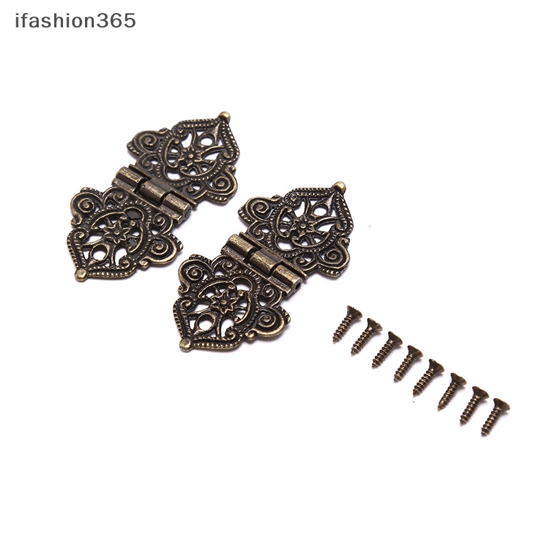 Set 2 Bản Lề Hộp Kim Loại Rỗng Kiểu Vintage ifashion365