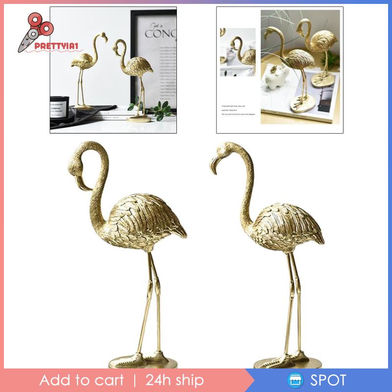 Mô Hình Chim Hồng Hạc Bằng Nhựa Resin Màu Vàng Prettyia1