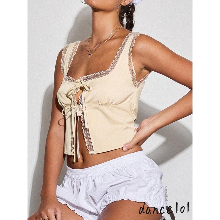 Áo Khiêu Vũ Không Tay Cổ Vuông Phối Ren Thời Trang Dành Cho Nữ 1O1