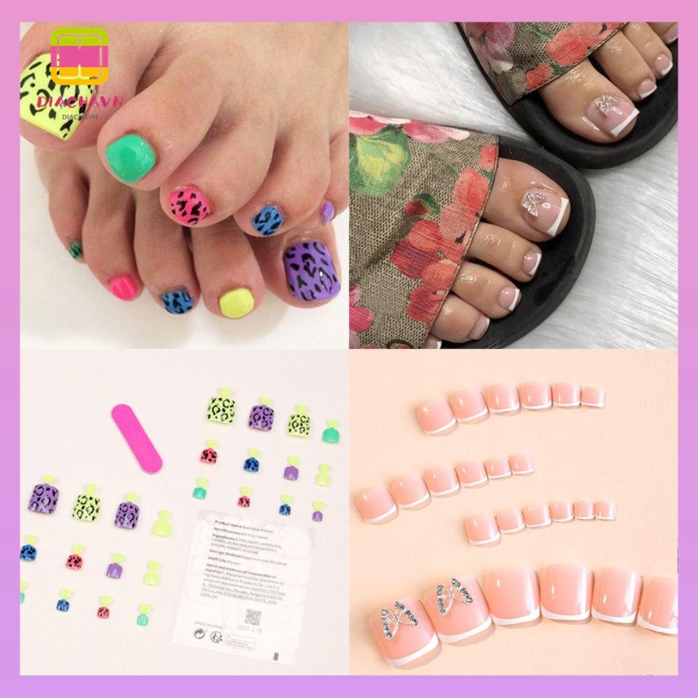 DIACHAVN Móng Chân Giả Hình Vuông Che Phủ Toàn Diện Cho Nữ