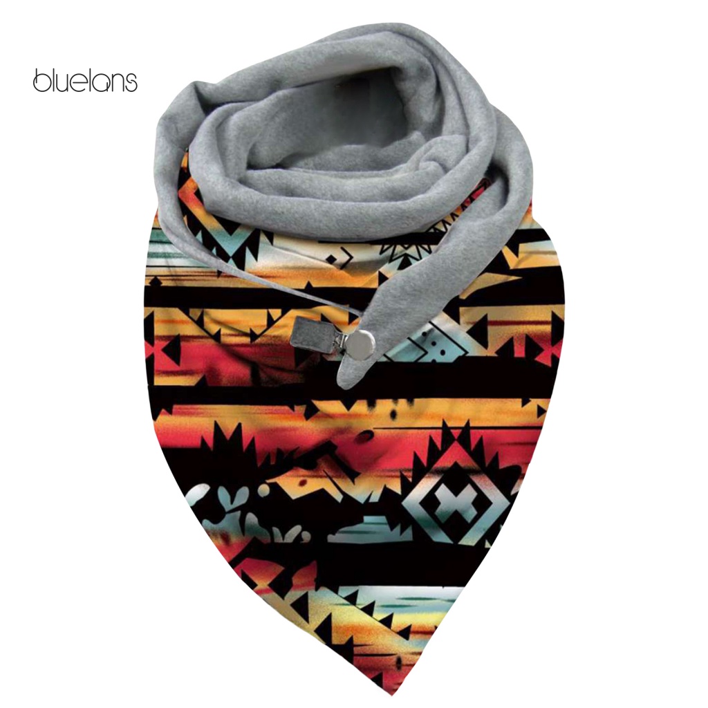 Bluelans Khăn Choàng Cổ Tam Giác Dày Dặn Mềm Mại In Họa Tiết Lá Cây Giữ Ấm Mùa Thu Đông Có Thể Giặt Rửa