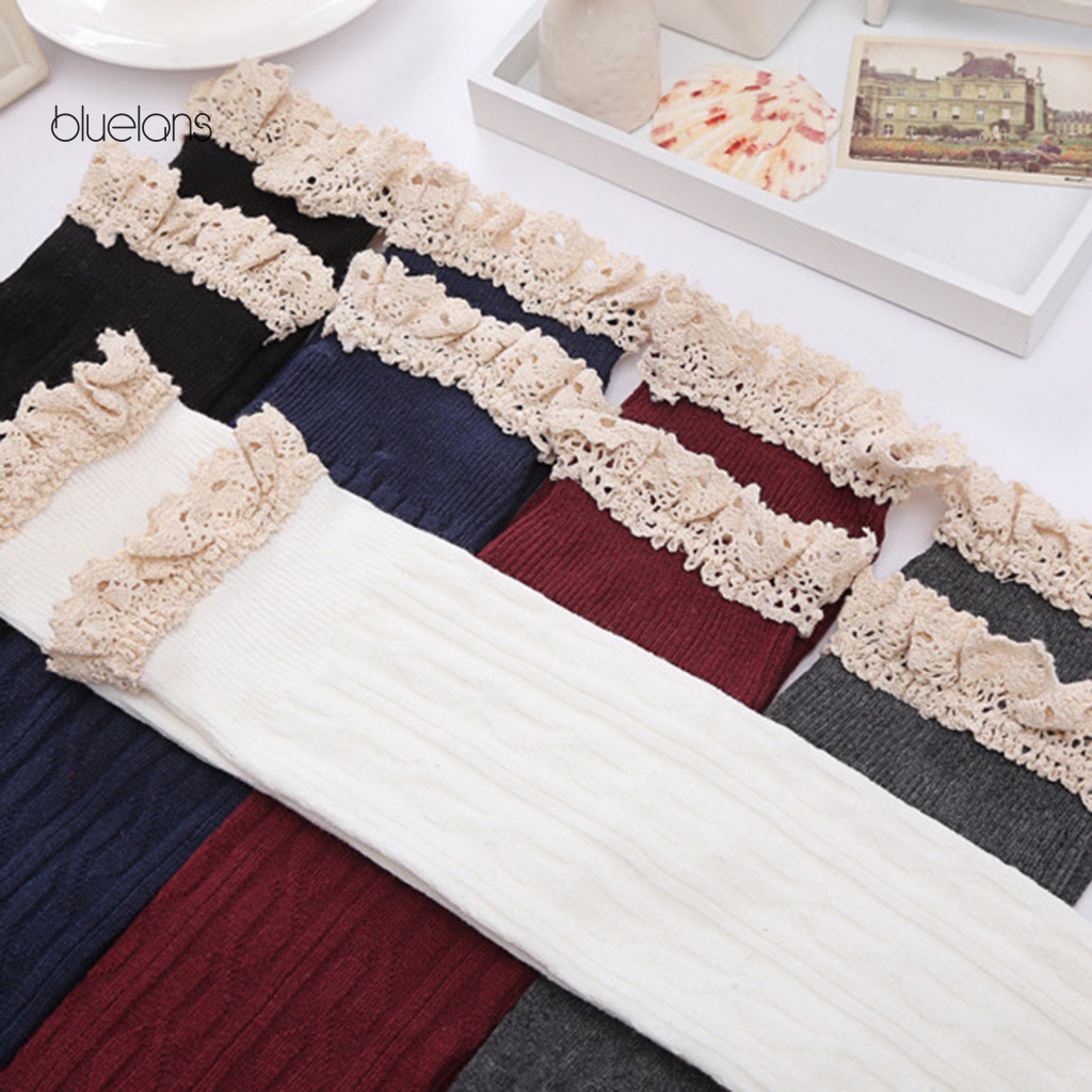 1 Đôi Vớ Dài Qua Gối Phối Ren Phong Cách Nhật Bản Ngọt Ngào Cho Nữ