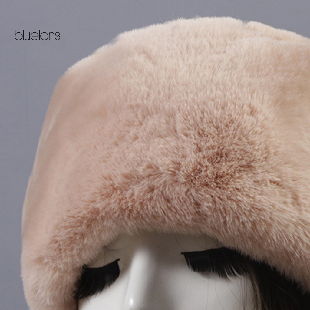 Mũ beanie Đính Lông Giả Dày Dặn Phong Cách Nga Chống Gió Thời Trang Mùa Đông Cho Nữ