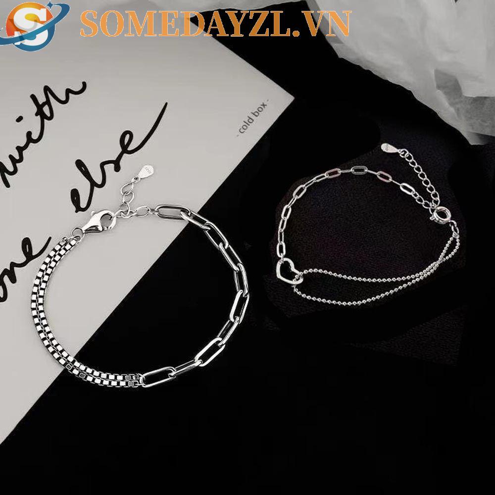 SOMEDAYZL Vòng Tay Hình Trái Tim Phong Cách Punk Cổ Điển Thời Trang Cho Cặp Đôi