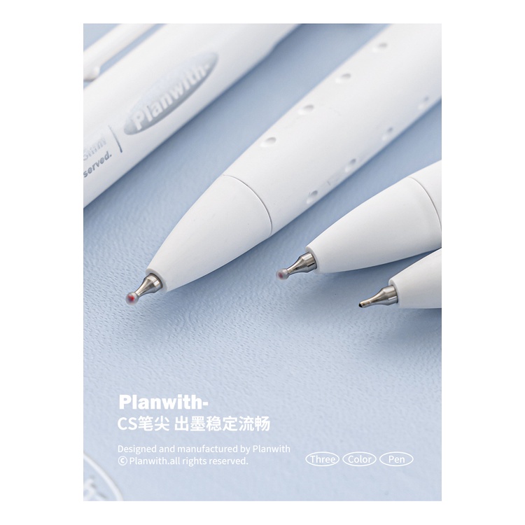 Gel pen, writing, planwith tam giác multicolor pen three-in-one multi-function press pen 0.5mm japan import ink, non-penetrating, one stroke three colors, anti-slip pen holder, removable, đi kèm với pen holder