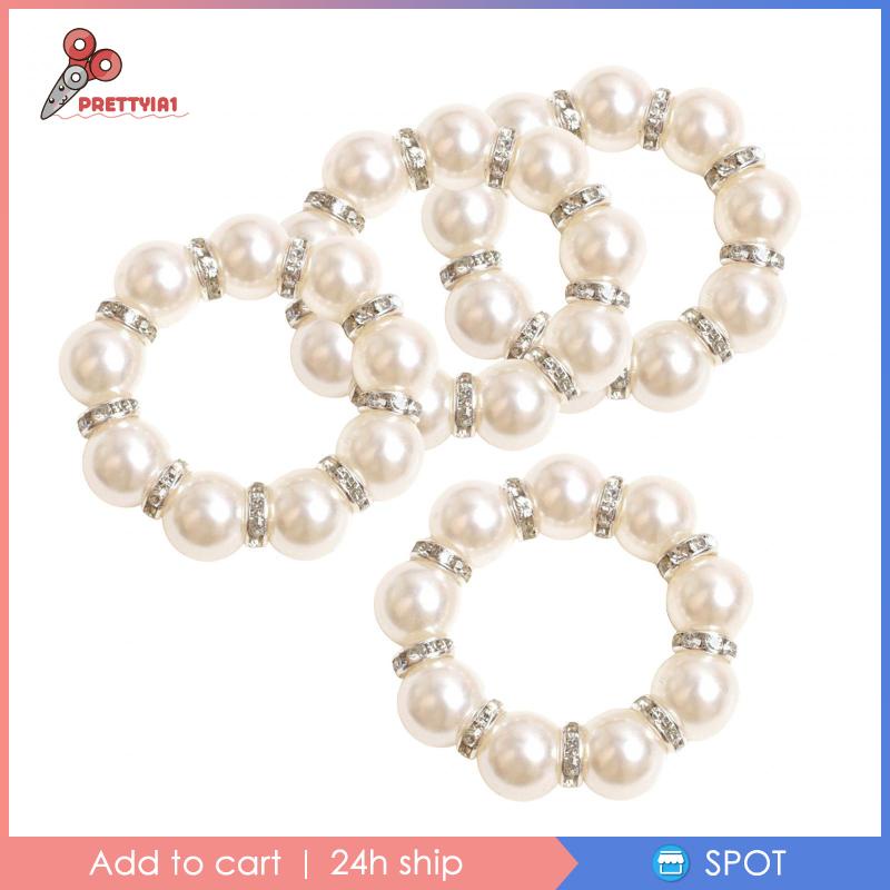 [Prettyia1] 4 Vòng Giữ Khăn Ăn Bằng Vải Đính Đá Rhinestone