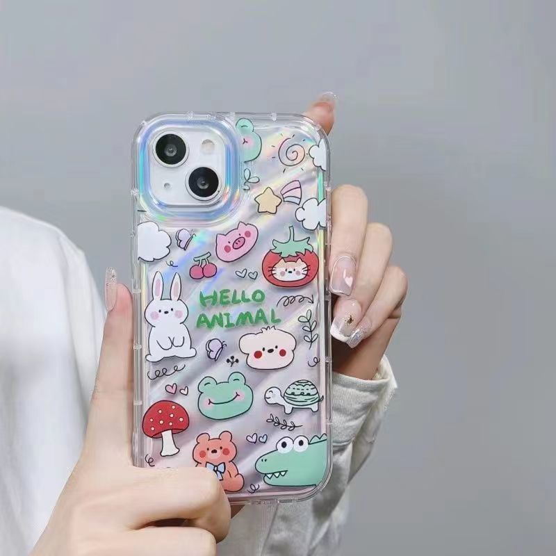 Ốp Điện Thoại Dẻo Màu Laser In Họa Tiết Hoạt Hình Động Vật Dễ Thương Cho iphone1412promax F9FL 1311 8p 7