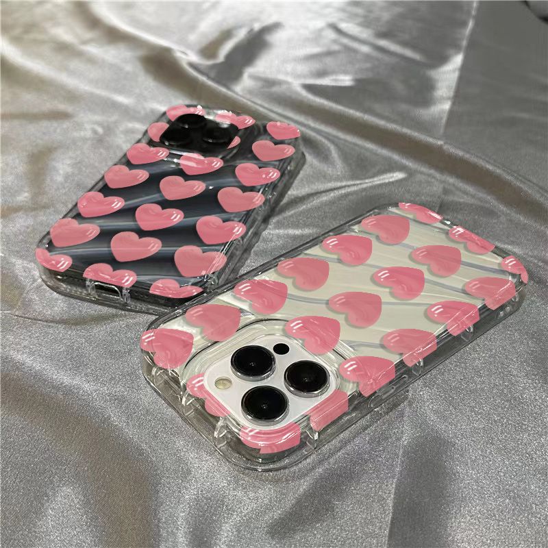 Ốp Điện Thoại Mềm Trong Suốt Họa Tiết Trái Tim Màu Hồng DSJC Cho Iphone 8 / 11 plus Xr 14Promax 13127
